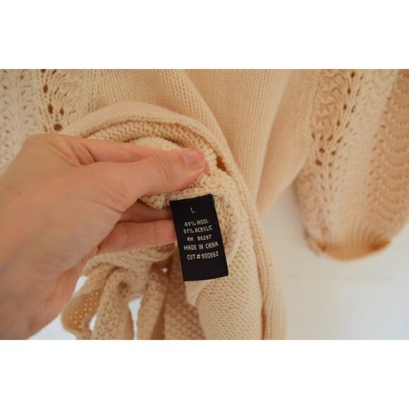 BCBG Puff Sleeve Wrap Wool Sweater - Picture 7 of 7